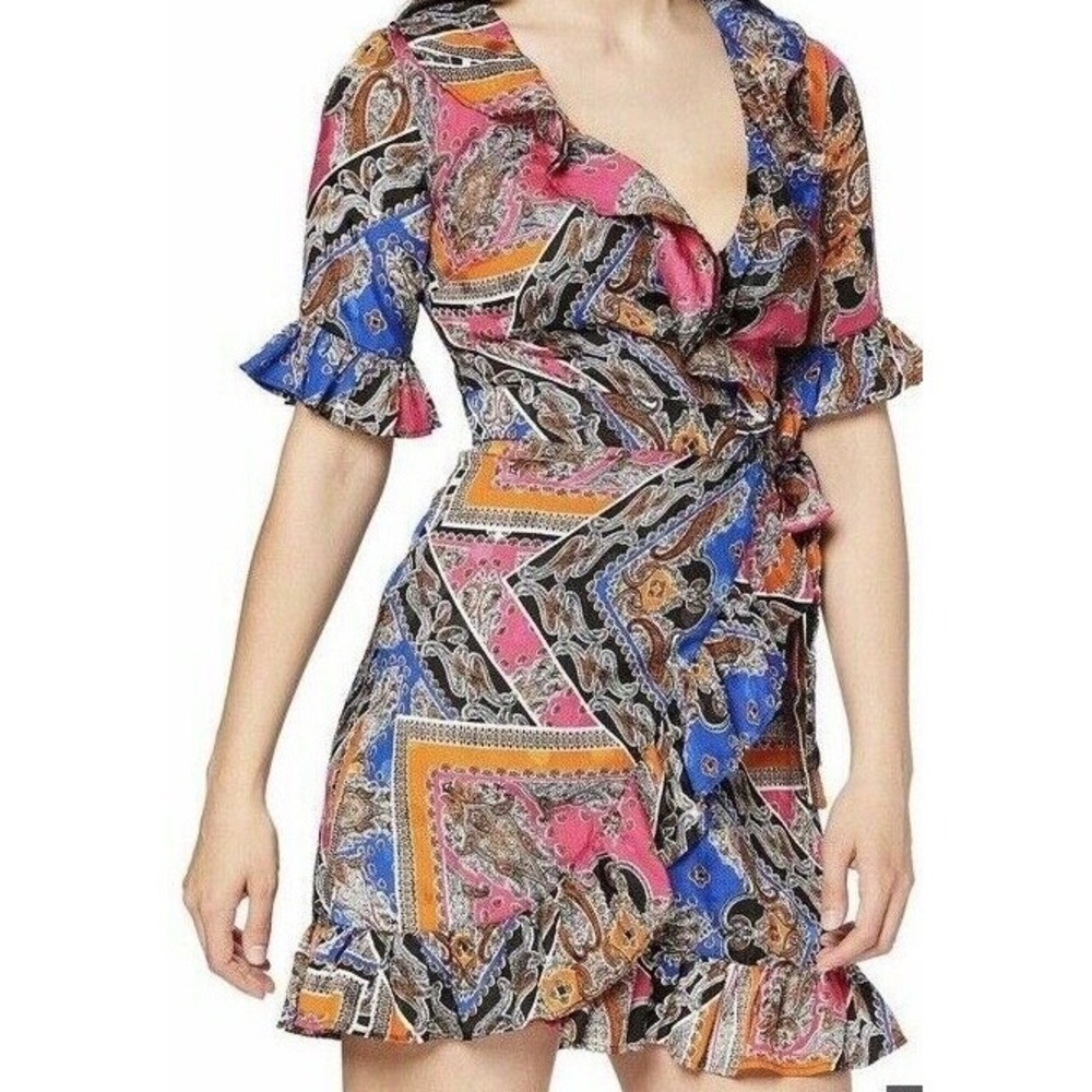 find. Women's Wrap Dress Multicolor, Paisley design 2XL - Picture 2 of 3